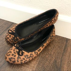 French Connection Diana Bow Detail Ballet Flat in Leopard Print